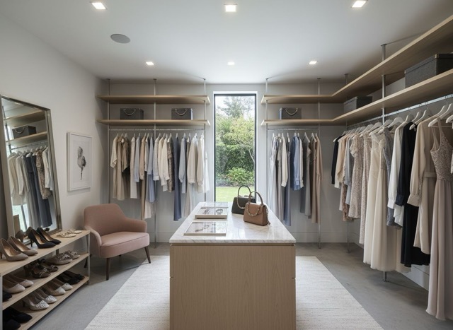 Closet with clutter removed