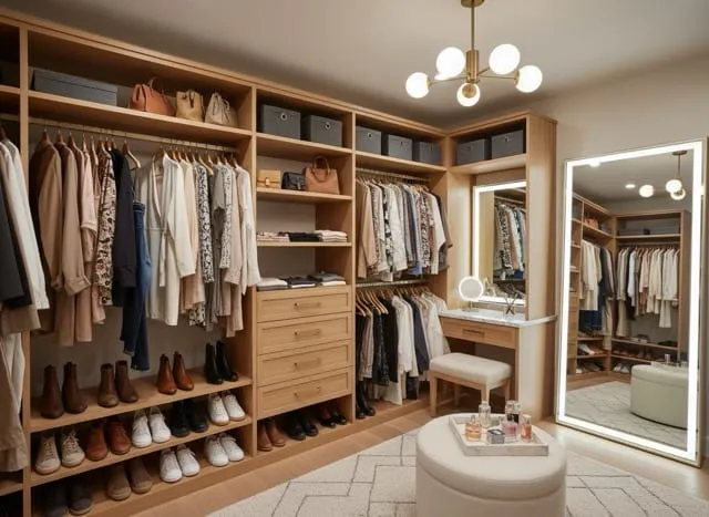 Closet with replaced doors and hardware